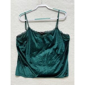 INC International Concepts Intimates XXL Velvet Cami Top Lace Trim Emerald Green